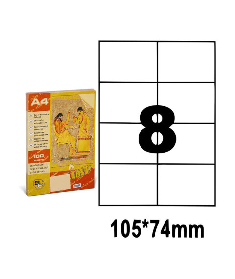 Etichete autoadezive A4, 100 foi, 8 buc, 105*74 mm